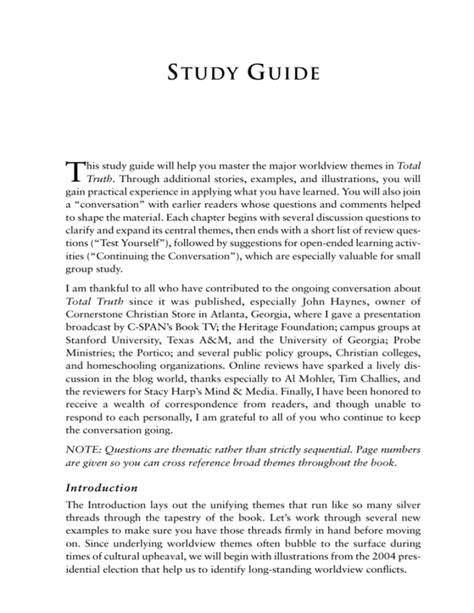 Total Truth Study Guide Edition Liberating Christianity From Its Cultural Captivity