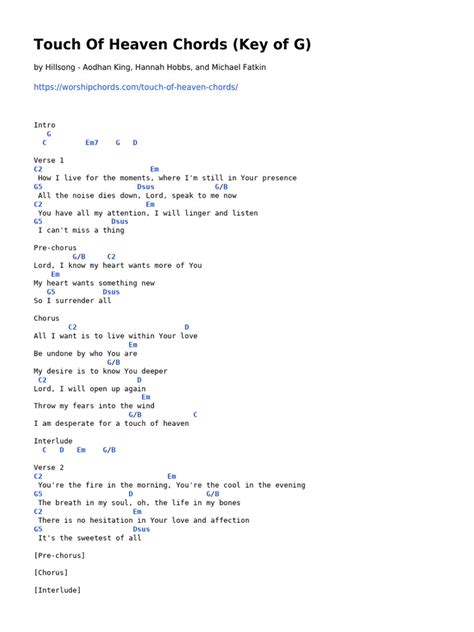 Touch Of Heaven Chords