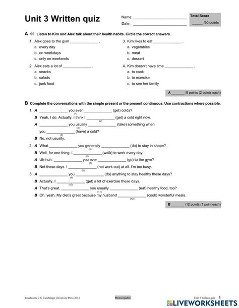 Touchstone 2 Quiz Unit 3