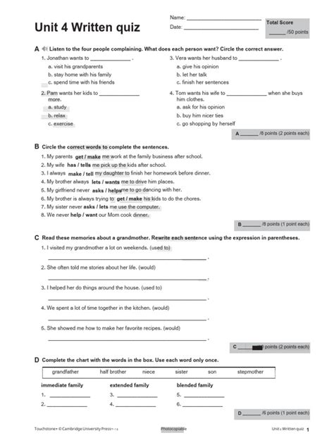 touchstone 3 quiz unit 4