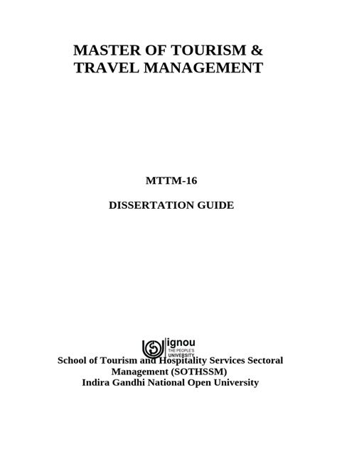 Tourism Management Dissertation Guide