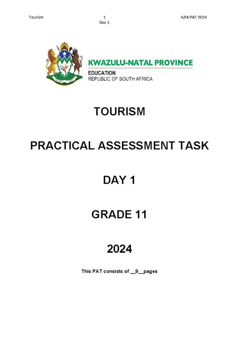Tourism Practical Assessment Task Grade 11 Guidelines