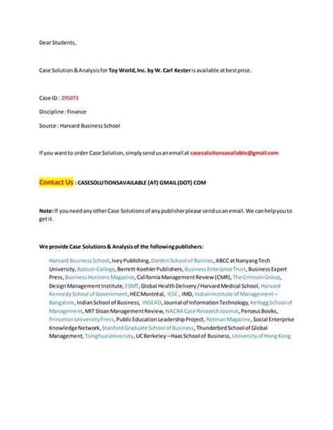 toy world case study solution