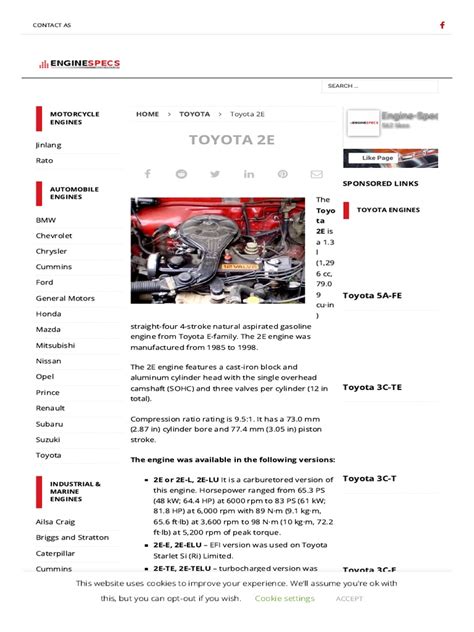 Toyota 2e Engine Specs