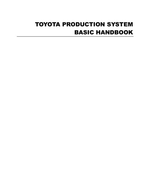 Toyota Production System Basic Handbook Art Of Lean