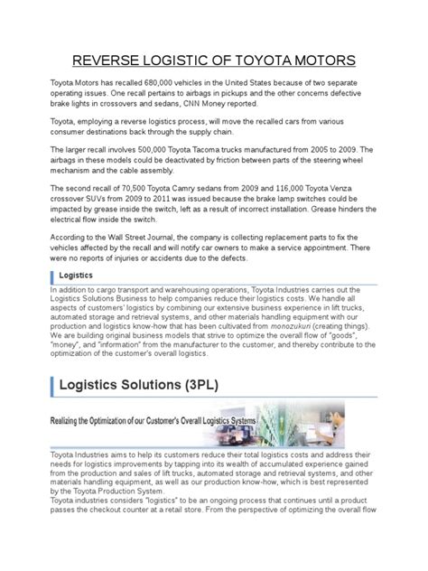 Toyota Reverse Logistics