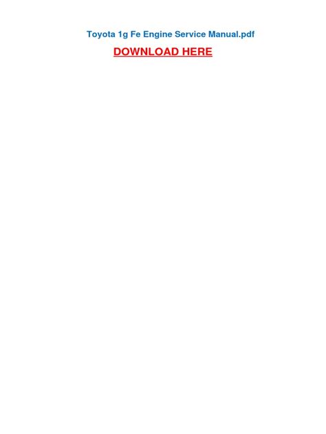 Read Toyota 1G Fe Engine Service Manual File Type Pdf 