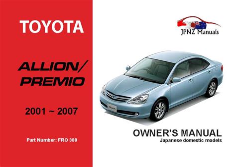 Download Toyota Premio 1999 Manual Owners 