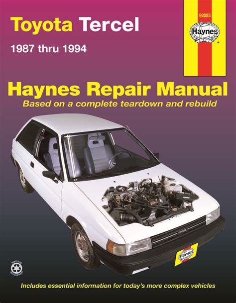 Read Toyota Tercel 1987 Thru 1994 Haynes Repair Manual 