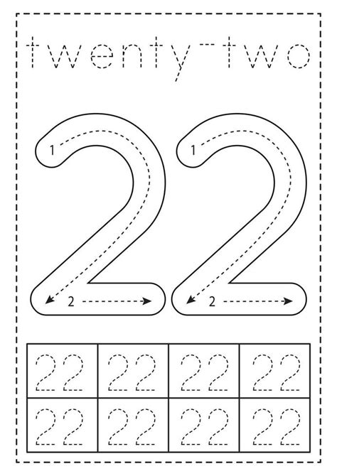 Trace And Color The Number 22 Coloring Page Number 22 Coloring Page - Number 22 Coloring Page