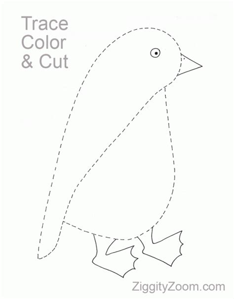 Trace Color And Cut Penguin Activity Color And Cut Activities - Color And Cut Activities