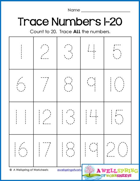 Trace Numbers 1 20 Kindergarten Number Worksheets Tracing Numbers 1 20 Worksheet - Tracing Numbers 1 20 Worksheet