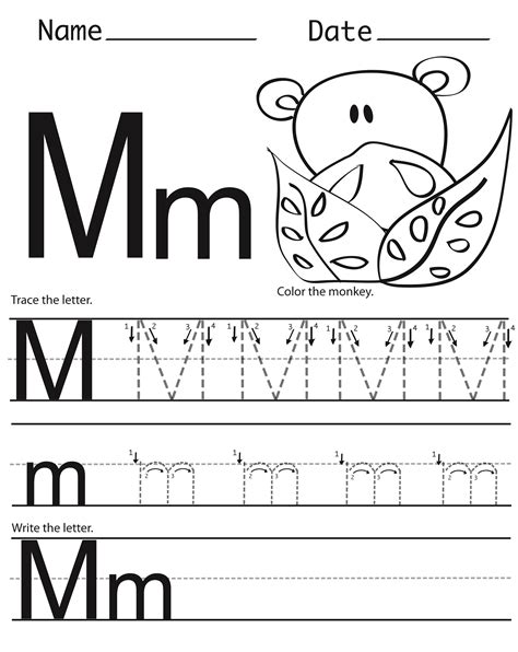 Tracing And Writing The Letter M Myteachingstation Com Letter M Tracing Worksheet - Letter M Tracing Worksheet