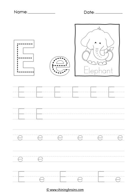 Tracing Letter E E Worksheet Shiningbrains Com Letter E Tracing Worksheet - Letter E Tracing Worksheet