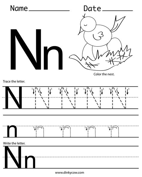 Tracing Letter N N Worksheet Object Start With Letter N - Object Start With Letter N