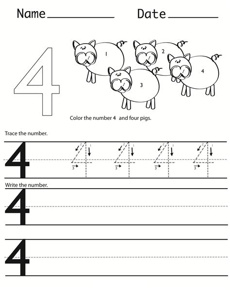 Tracing Numbers 4 Worksheets For Preschool And Kindergarten Number 4 Worksheets Preschool - Number 4 Worksheets Preschool