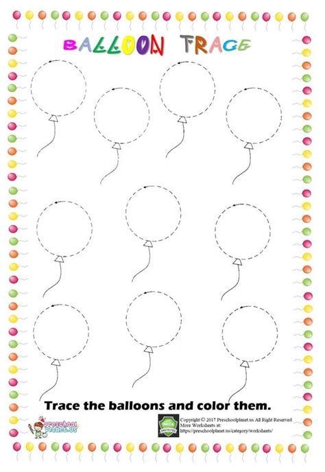 Tracing Shapes Worksheets Planes Amp Balloons Trace The Shapes Worksheet Preschool - Trace The Shapes Worksheet Preschool