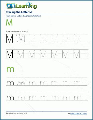 Tracing The Letter M M K5 Learning Letter M Tracing Worksheet - Letter M Tracing Worksheet
