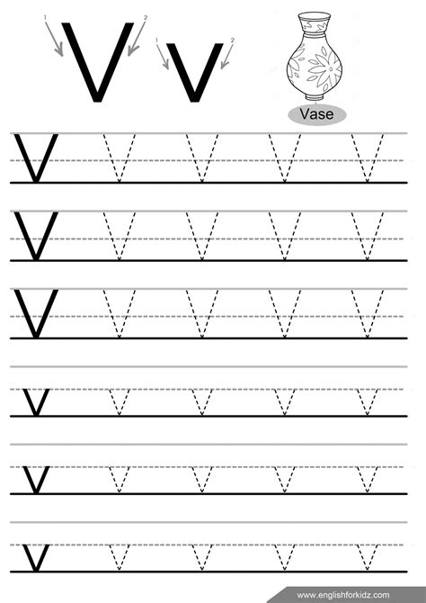 Tracing The Letter V Worksheets English As A Letter V Tracing Worksheet - Letter V Tracing Worksheet