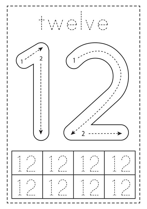 Tracing The Number 12 Worksheets Number 12 Worksheets For Preschool - Number 12 Worksheets For Preschool