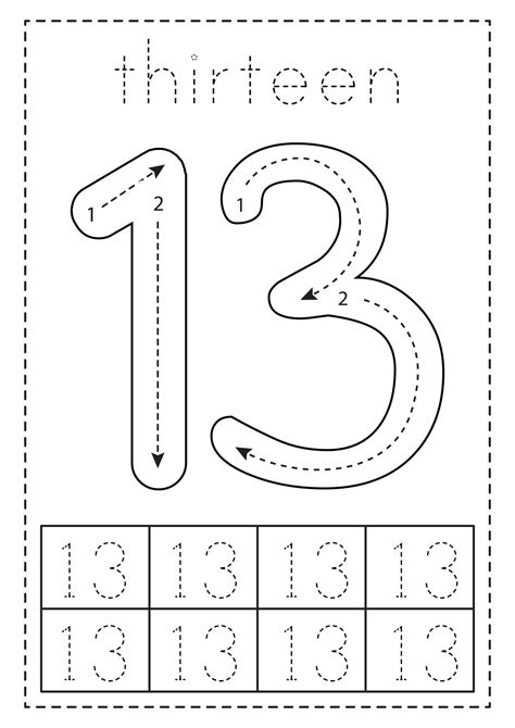 Tracing The Number 13 Worksheets Number 13 Worksheets For Kindergarten - Number 13 Worksheets For Kindergarten