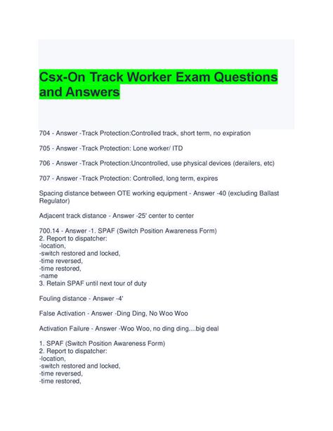 Track Worker Exam Study Guide