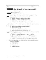 Tragedy Macbeth Act 3 Selection Test Answers