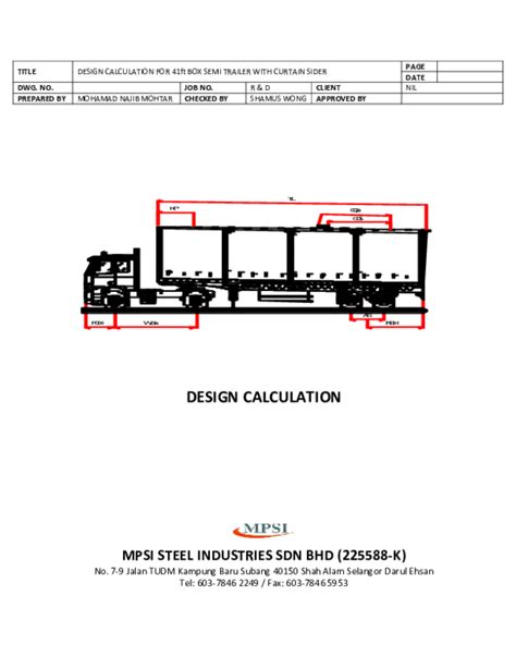trailer chassis design calculation