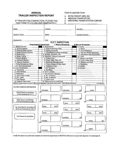 Trailer Inspection Report
