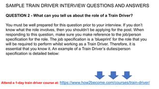 Train Driver Possible Interview Questions And Answers