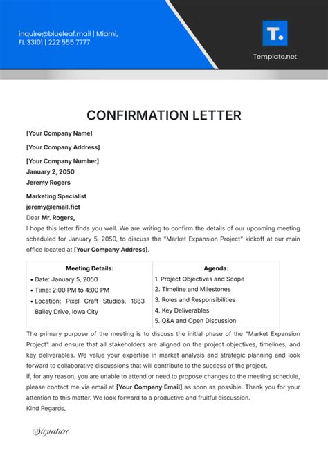 Training Confirmation Letter Sample