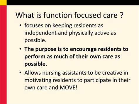 Training On Function Focused Care