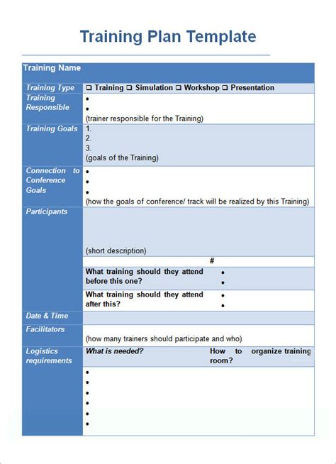 Training Plan Sample Pdf