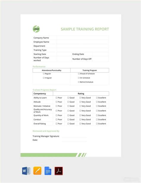 Training Report Format