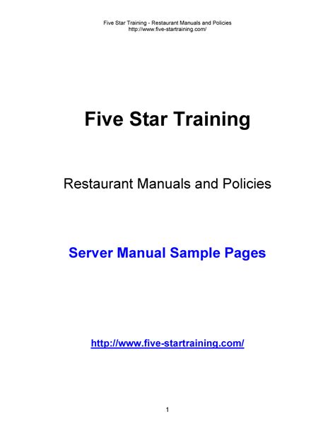 Read Training Manual Five Star Training 