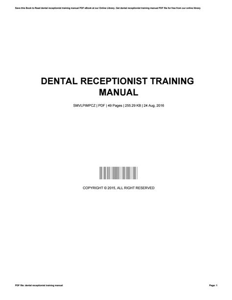Full Download Training Manual For Dental Receptionist 