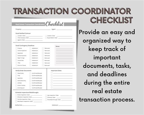 Transaction Coordinator Checklist