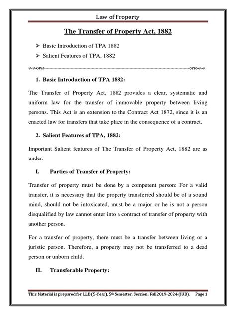 Transfer Of Property Act Pdf