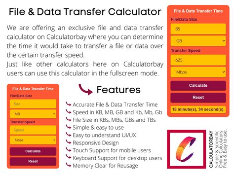 Transfer Speed Calculator   Data Transfer Calculator Calctool - Transfer Speed Calculator