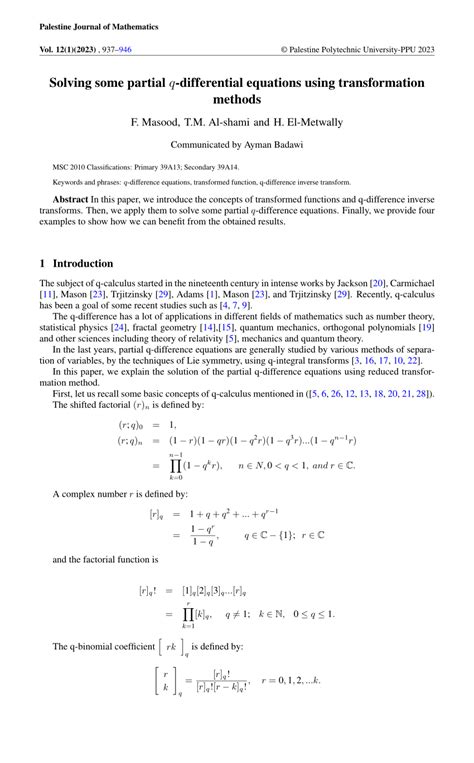 Transformation Methods For Partial Differential Equations