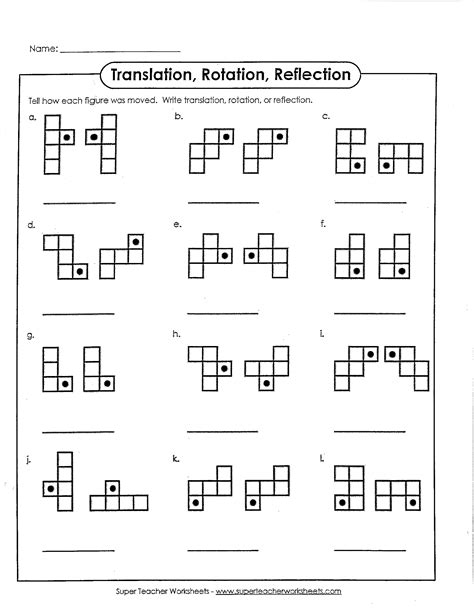 Transformation Worksheets Reflection Translation Rotation Recognizing Transformations 6th Grade Worksheet - Recognizing Transformations 6th Grade Worksheet