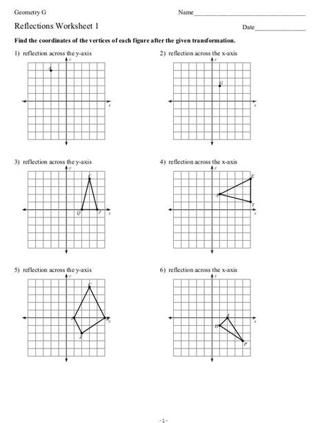 Transformation Worksheets Reflections In The Coordinate Plane Worksheet - Reflections In The Coordinate Plane Worksheet