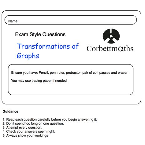 Transformations Of Graphs Practice Questions Corbettmaths Transformation Practice Worksheet - Transformation Practice Worksheet
