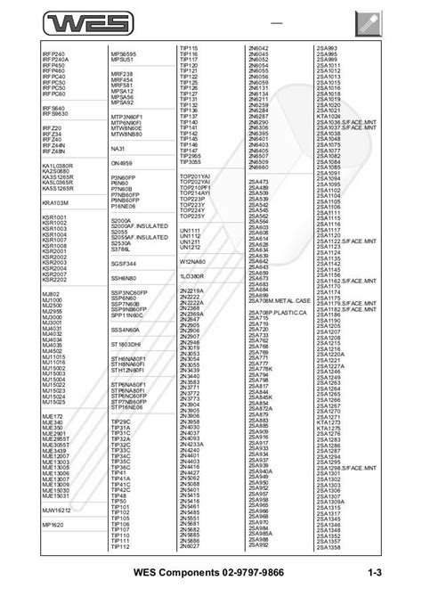 Transistor Cross Reference Guide