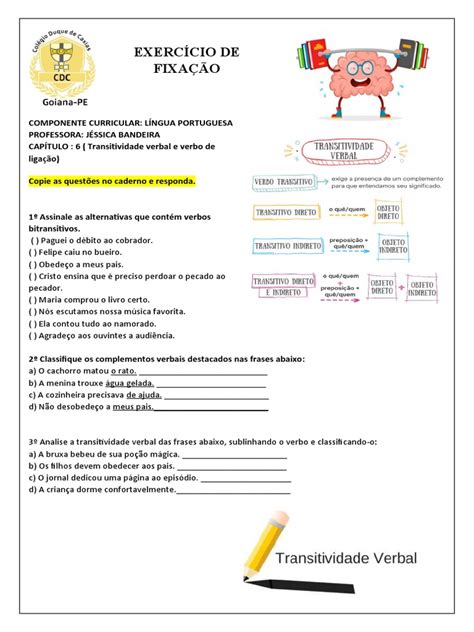 Transitividade Verbal Exercicios
