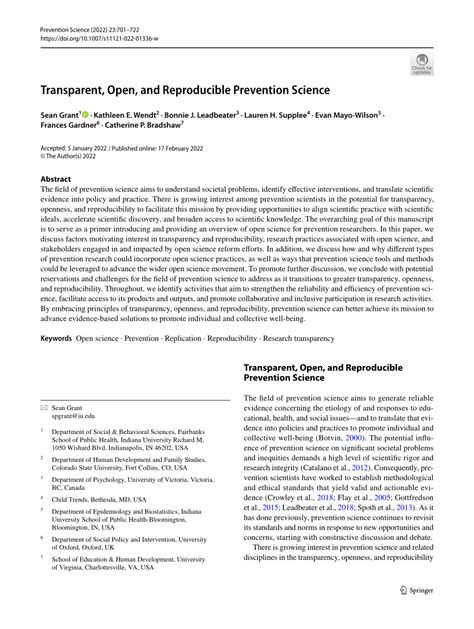 Transparent Open And Reproducible Prevention Science Transparent Science - Transparent Science