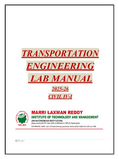 Transportation Engineering Lab Manual