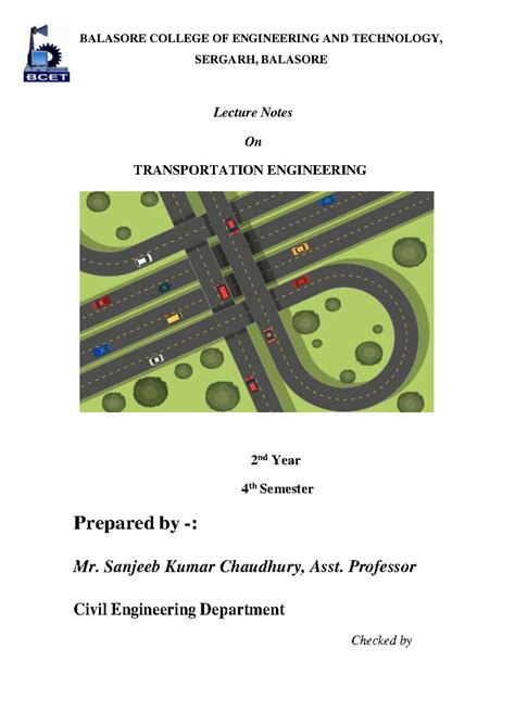 Transportation Engineering Lecture Notes