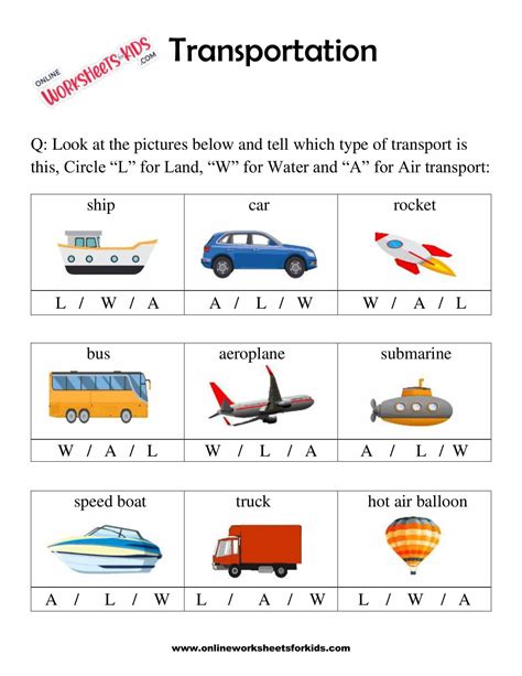 Transportation Worksheets Math Worksheets 4 Kids Transportation Worksheet For Kindergarten - Transportation Worksheet For Kindergarten