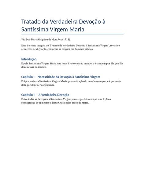 Tratado Da Verdadeira Devoção Pdf